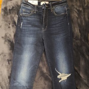 size 28 dark wash high rise skinny jeans